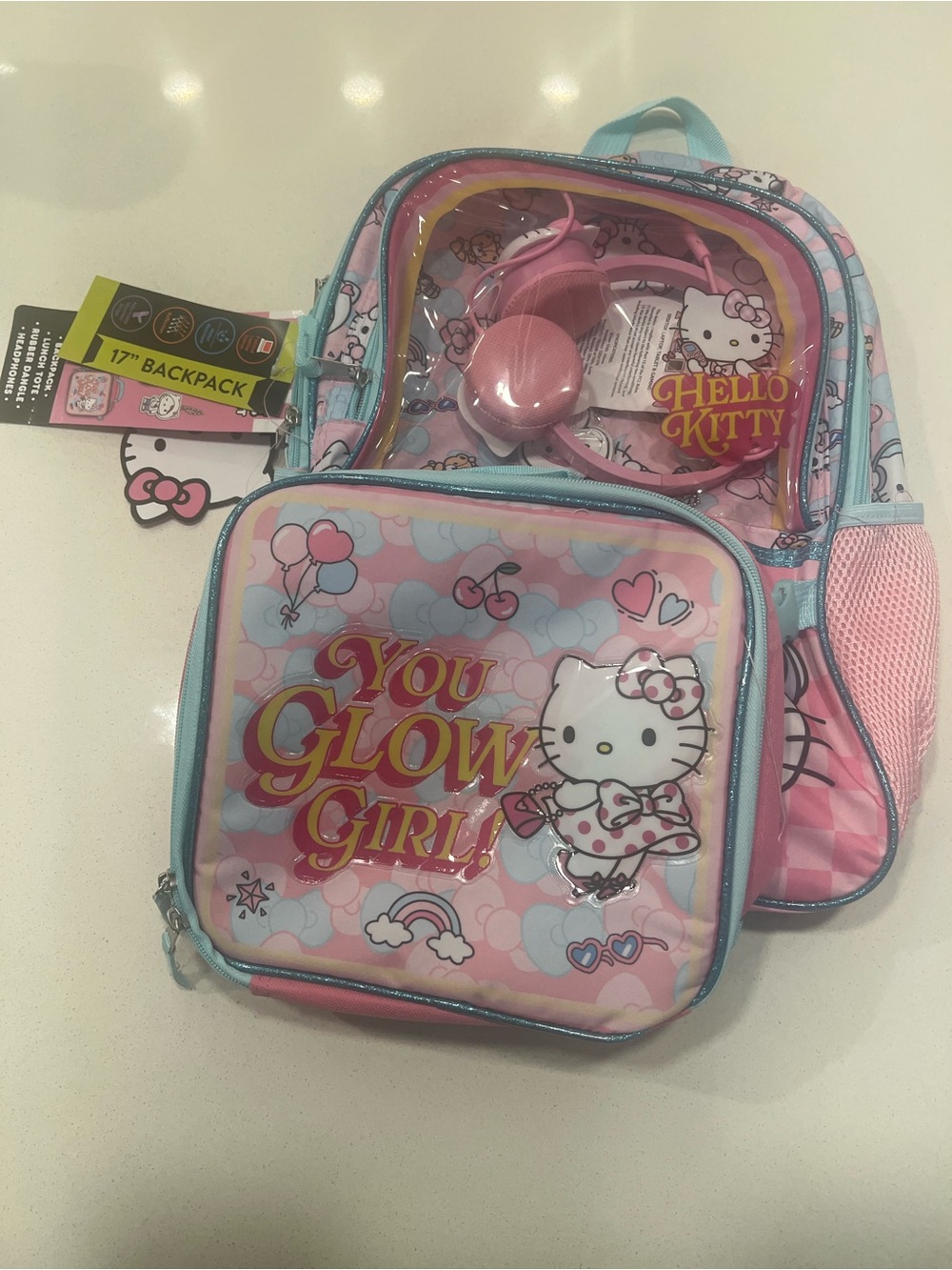 Hello Kitty You Glow Girl Backpack - Pink & Light Blue - 17 Inches